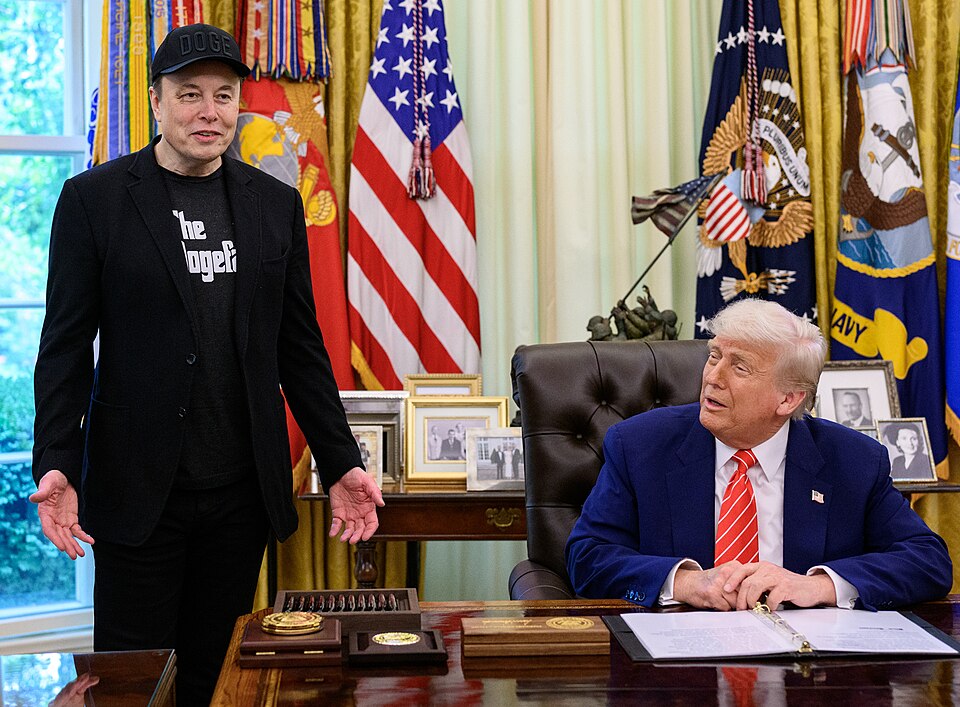President Donald Trump in a press conference with departing DOGE adviser Elon Musk, May 30, 2025.