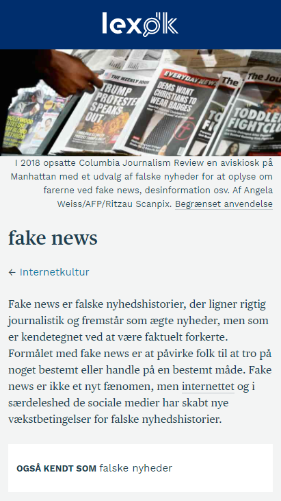 Screenshot af artikel på lex.dk.