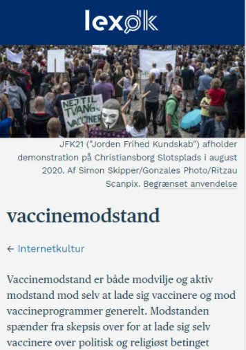Screenshot af artikel på lex.dk om vaccinemodstand.